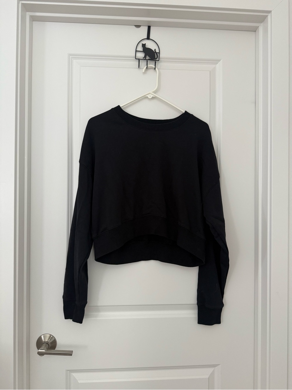 Fabletics Black Cropped Crewneck Sweatshirt